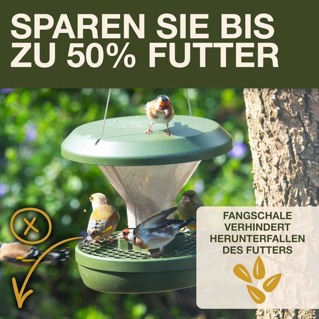 Casette per uccelli: Vogelfutterhaus Hängend Auffangschale Rattensicher Balkon – Nuovo e nell'imballaggio originale da Hallau venduto da Sale50OFF 3