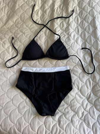 Ola Linda Black & White High Waist Bikini, Size S