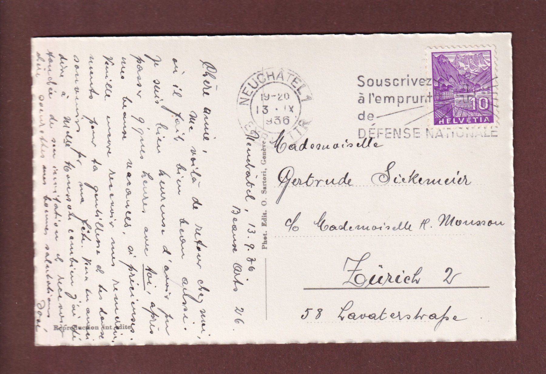 Cartoline postali: NEUCHÂTEL - Le Château - 1936 – Usato da Pully venduto da nicecards 1
