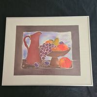 Seidenmalerei, Früchteschale mit Krug