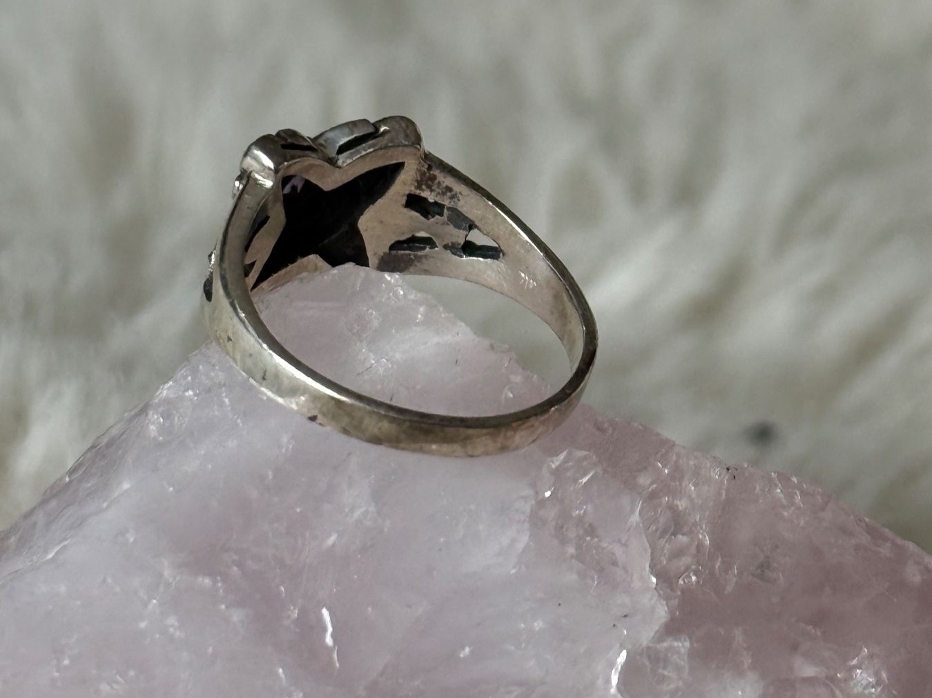 Anelli: Vintage Silberring 925 mit lila Stein – Usato da Istighofen venduto da Ringparadies 1