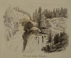 HANDECK WASSERFALL, BERN, STAHLSTICH 1836