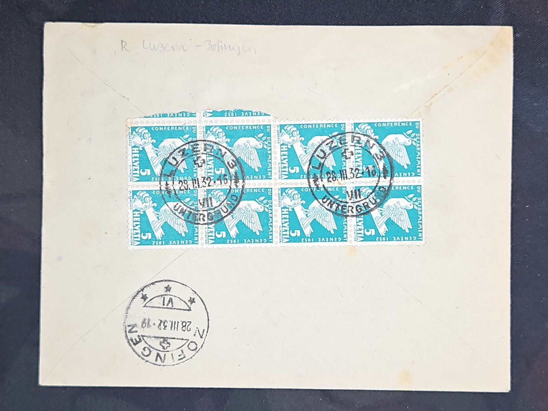 Tutti i francobolli: CL23 Enveloppe + Timbre Suisse 1932 – Usato da Cousset venduto da Patrick_Collections 1