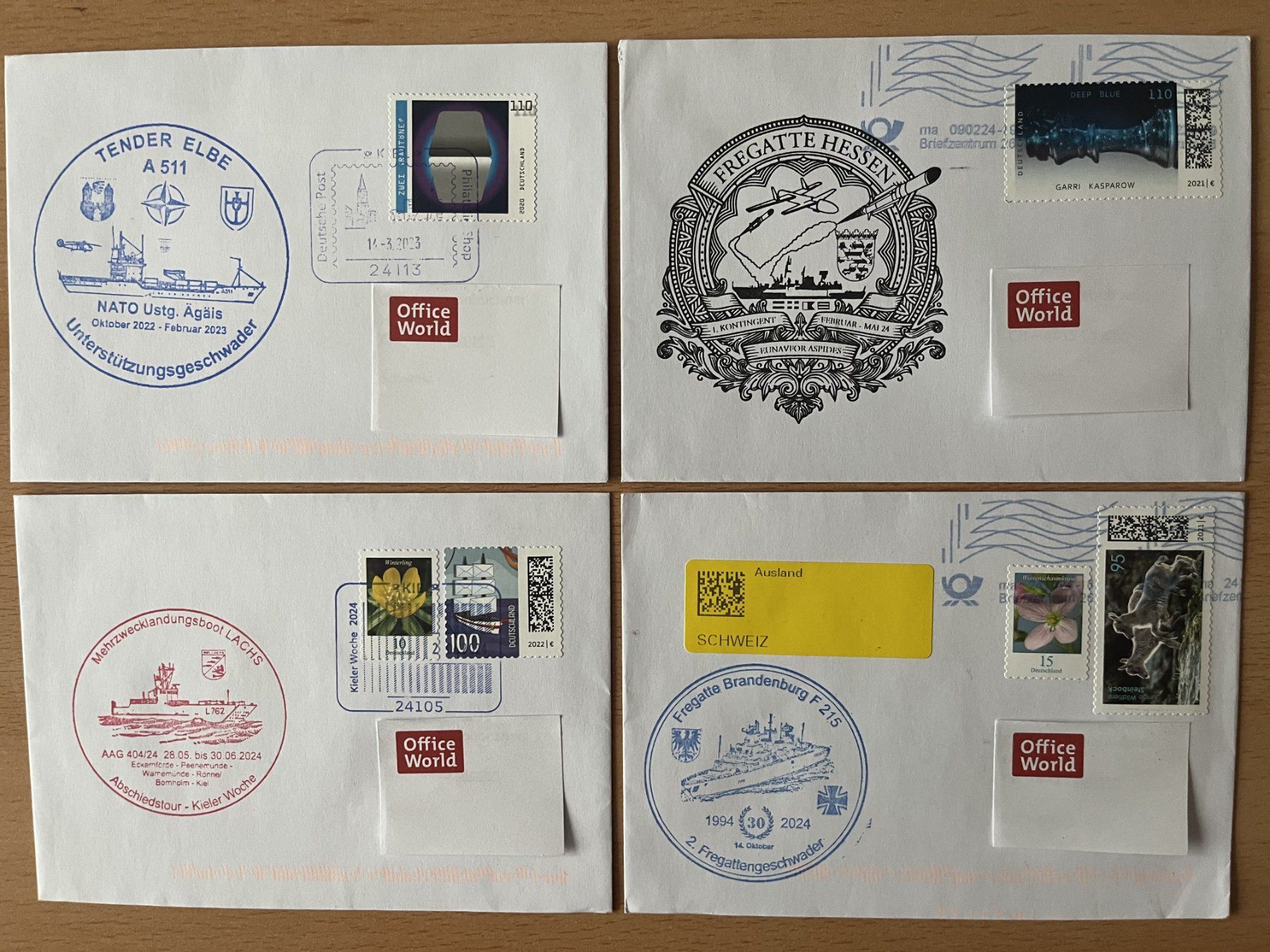 Alle Briefmarken: 4 Schiffspostbriefe - Deutsche Marine (62) – Gebraucht aus Lausen von cs8_tfz5