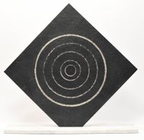 Sculpture Ardoise Marbre et Peinture Argent - Tableau
