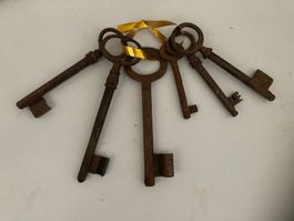 6 alte rostige Schlüssel