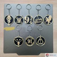 Death Eater Symbol Keychain Black & Gold 3D Printed