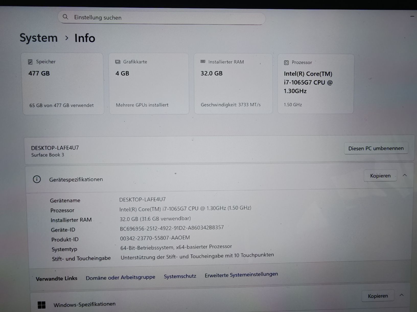 Microsoft Notebook: Surface Book 3, TOUCH | 477 GB SSD | 32GB Ram | i7 – Usato da Frauenfeld venduto da DaWarWas 3