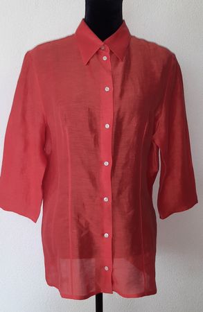 LOEWE Korallrote Sommerbluse 3/4 Ärmel Gr. 44, Seide-Mix