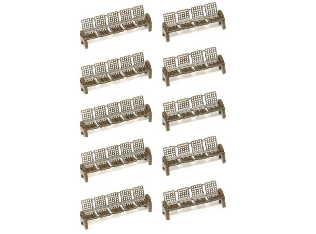 Modellini di ferrovie: H0 Bänke 10er Set - 4 & 5 Sitzer – Nuovo e nell'imballaggio originale da Allschwil venduto da H0-Bahner 1