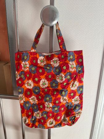 Retro-Stofftragetasche 70s Look – Flower Power Orange