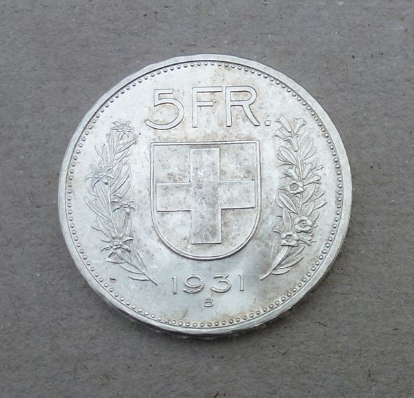 Alle Münzen: Abart ++ 5.- Franken 1931 - 13 Sterne – Gebraucht aus Walkringen von Casablanca777