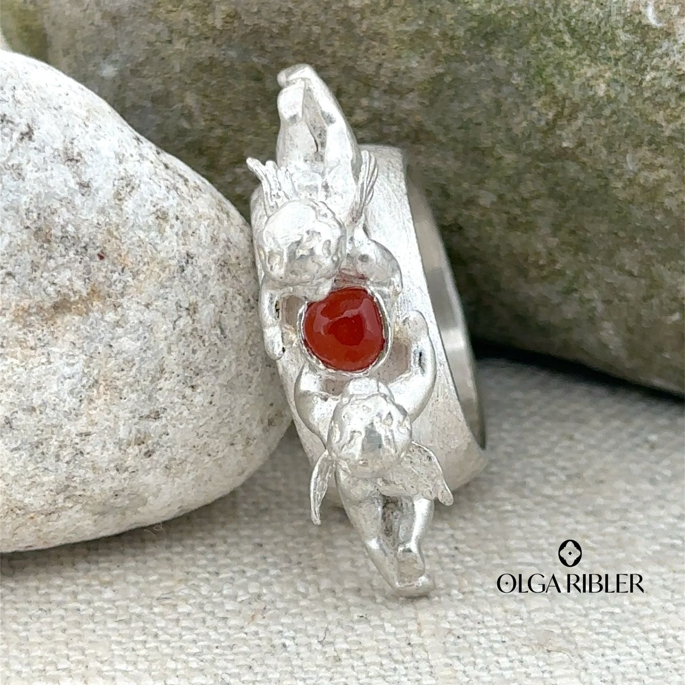 Olga Ribler Anelli: Silber Ring 925 mit Engeln und Carneole Grösse 55 – Nuovo (secondo la descrizione) da Luzern venduto da Schmuckoutlet 6
