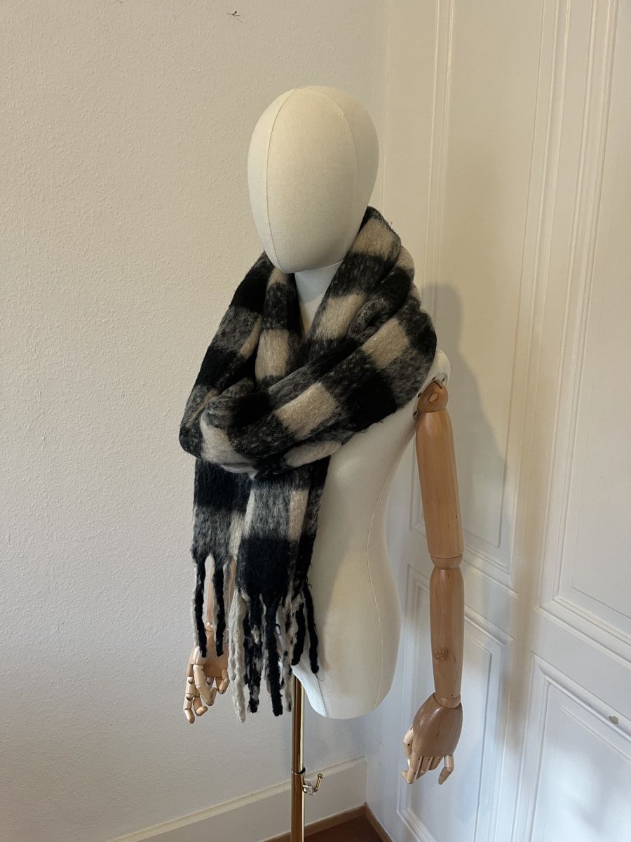 Zara Foulard & Sciarpe: Zara Scarf, Black and Beige, Checkered Pattern, Winter – Nuovo (secondo la descrizione) da Mies venduto da nic_yk5d 3