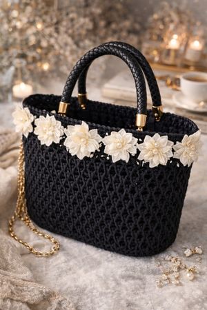 Tasche gehäkelt Damen  mit Kette neu