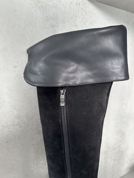 Elegante schwarze Wildleder Stiefel Gr. 37,5 3