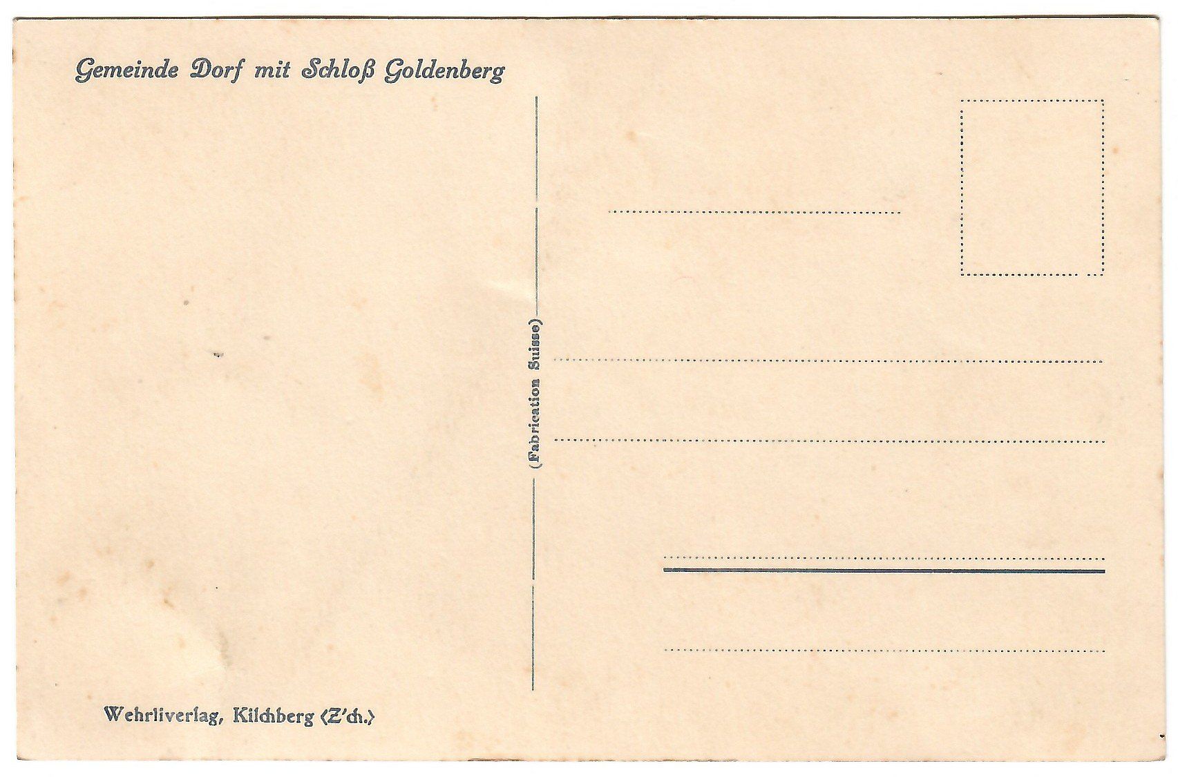 Cartoline postali: Ansichtskarte Gemeinde 'Dorf' mit Schloss Goldenberg – Usato da Kerns venduto da etma3 1