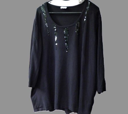 Gr. 44 46 Viskose Pulli Pailletten 3/4 Ärmel GELCO s.Masse