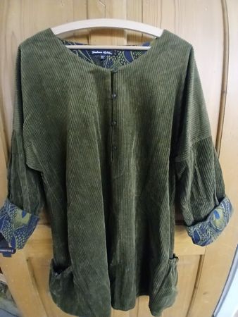 Gudrun Sjödén Tunika-Kleid Gr. L – 100 % Baumwolle – Olivgrü