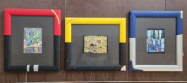 3er-Set Hundertwasser Bilder gerahmt – Miniprints ca. 31x36 