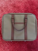 Lancel Paris Aktentasche braun khaki Textil Leder