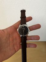 Pierre Cardin Uhr dunkelbraun echtes Leder neuwertig