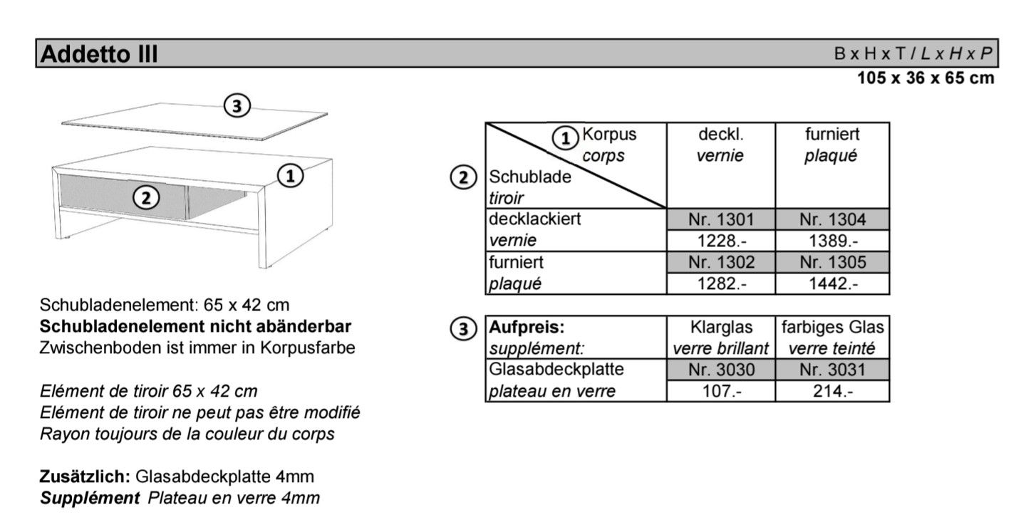 Tables: Salontisch Addetto 3 – D'occasion à Oberdiessbach par Suomi69 2