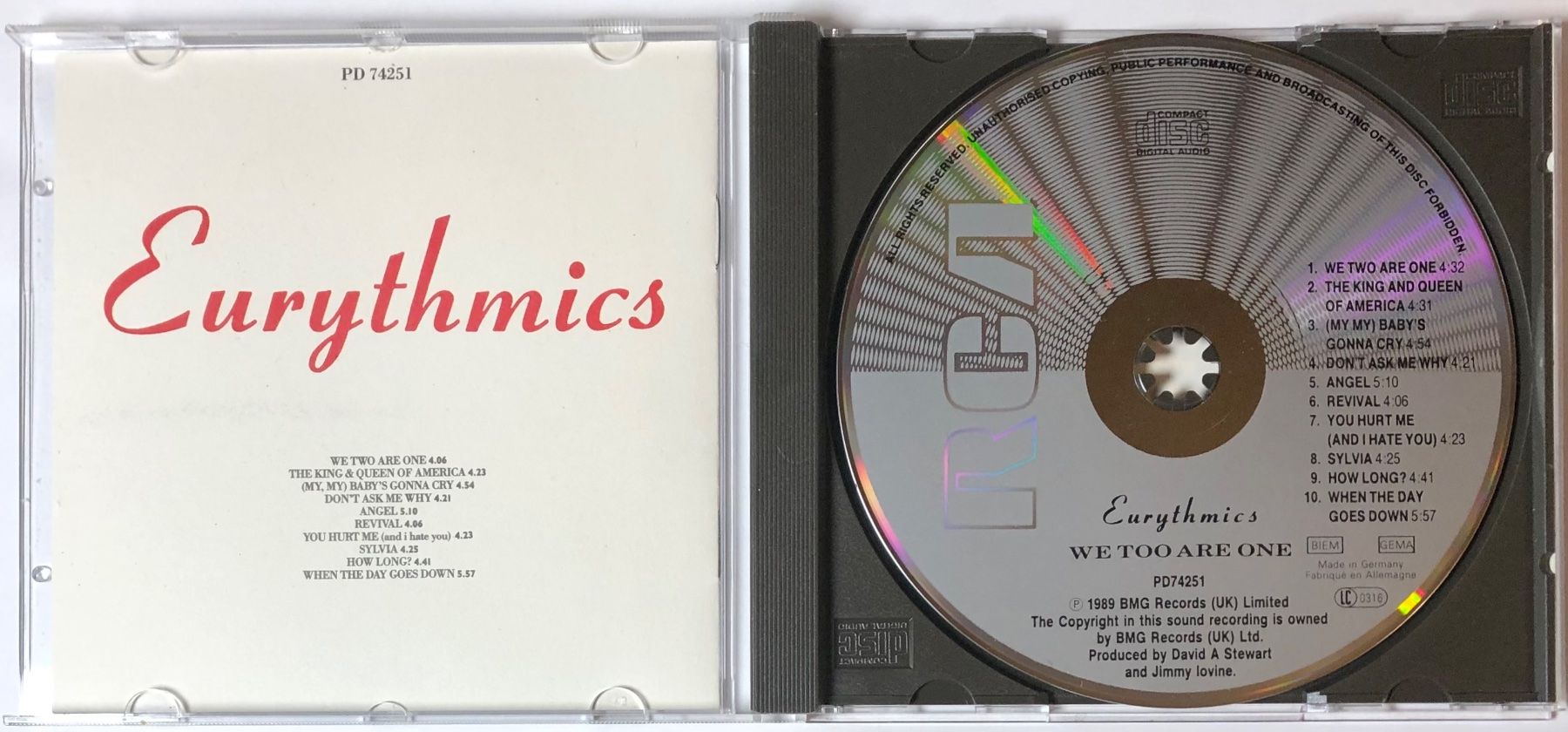 CD: EURYTHMICS - WE TOO ARE ONE – Usato da Poliez-Pittet venduto da Newtown-Records 2