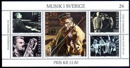 MUSIK IN SCHWEDEN BLOCK MIT 5 MARKEN ** POSTFRISCH ** -MA477