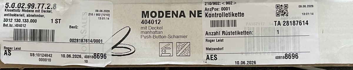 WC: Neuer WC Sitz Modena hellgrau, neu, unbenutzt – Nuovo (secondo la descrizione) da Matzendorf venduto da Romiliem 1