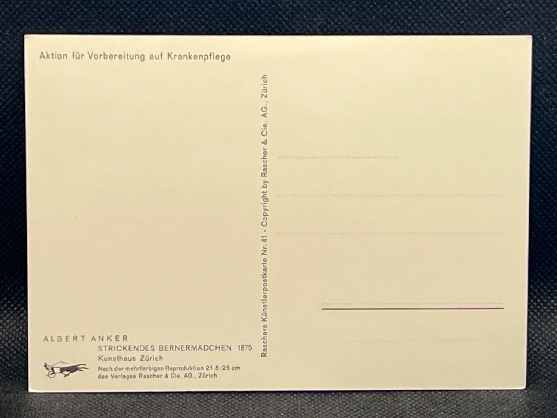 Cartoline postali: Ansichtskarten-Motiv: Strickendes Bernermädchen 1875/A.Anker – Usato da Widnau venduto da Brusi9 1