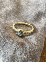 Goldring mit blauem Stein, 925 Silber m. Zirkonia Gr.54 neu!