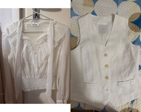 Gilet Mango blanc taille S + un chemisier blanc