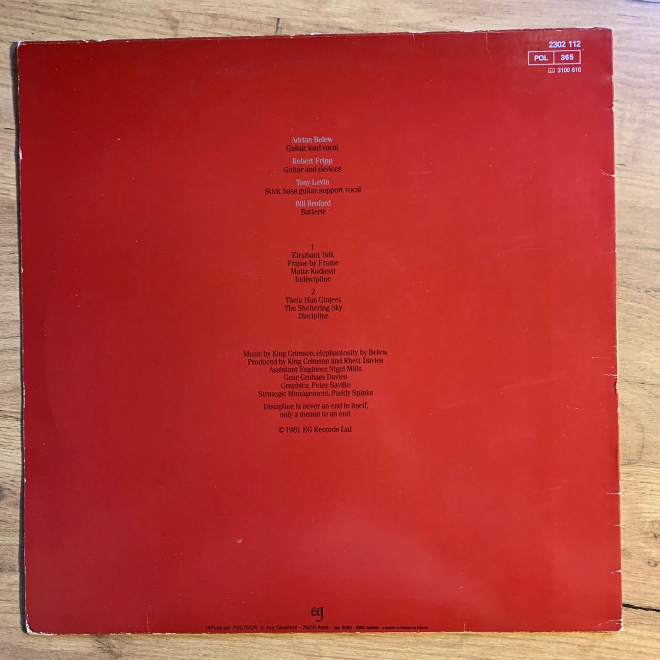 Schallplatten: KING CRIMSON - DISCIPLINE...OG FR 1981...VG+/VG+ – Gebraucht aus Gals von Diskopatshop 1