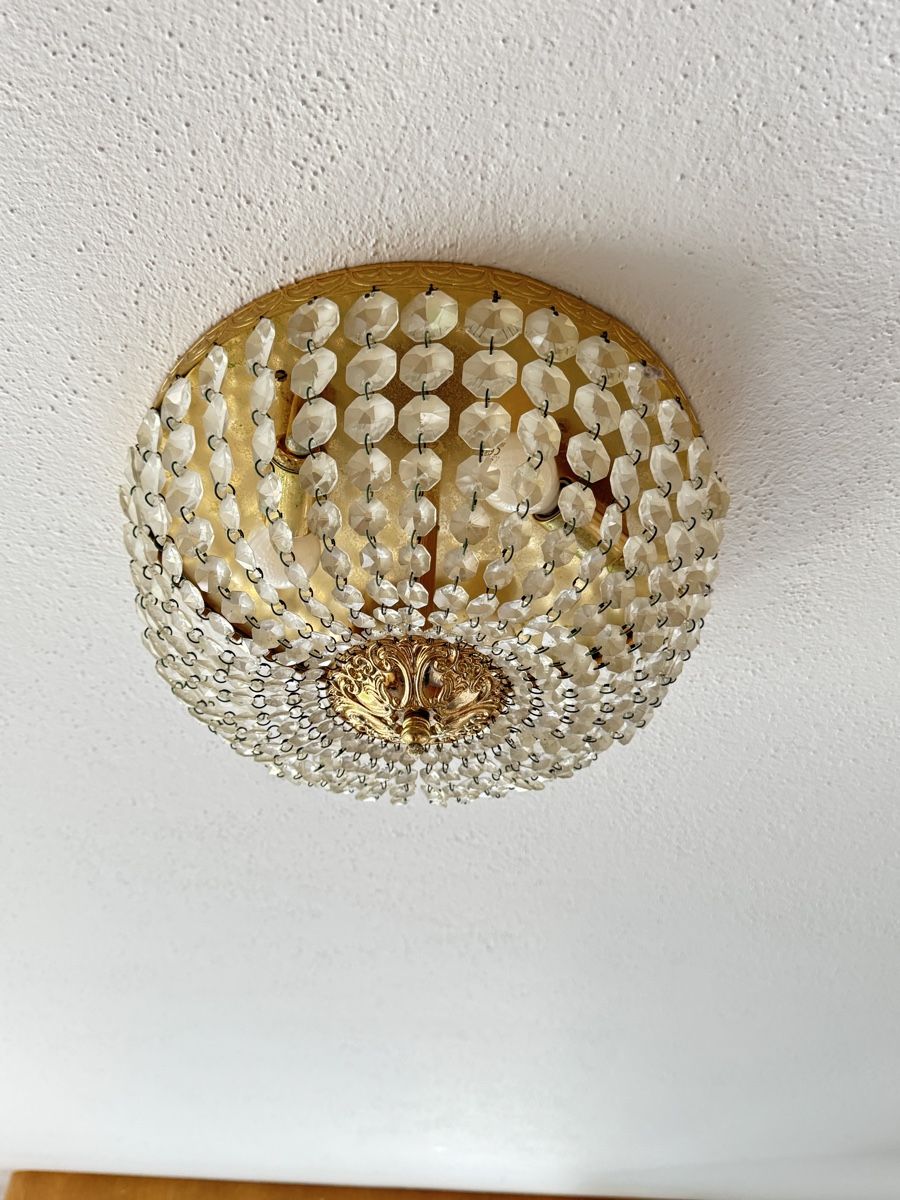 Lampadari & plafoniere: Deckenleuchte Messing mit Kristallbehang 40 cm rund – Usato da Schlieren venduto da Eldi84 4