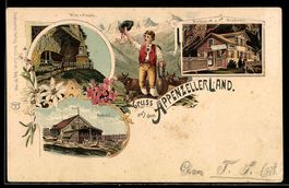 Lithographie Wildkirchli, Wirtschaft mit Ebenalp