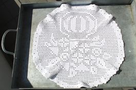 Häkel Deckchen weiss, 38 cm