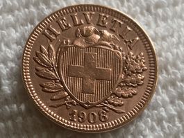 2 centimes/rappen 1908 Abart