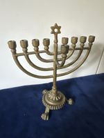 Hanukkah Menorah Messing 9-armig mit Stern guter Zustand