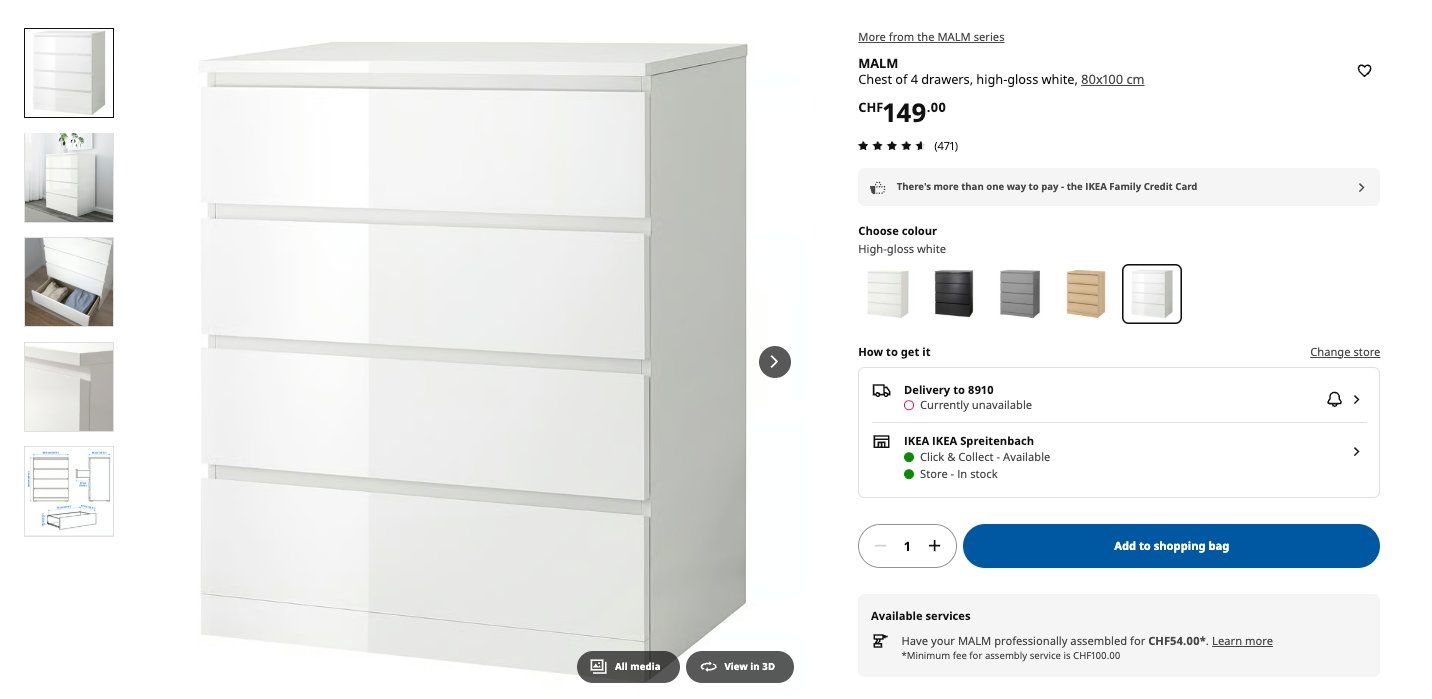 Ikea Cassettiere: GRATIS IKEA Malm 4 Schublade – Usato da Affoltern am Albis venduto da gio_2zkz 2