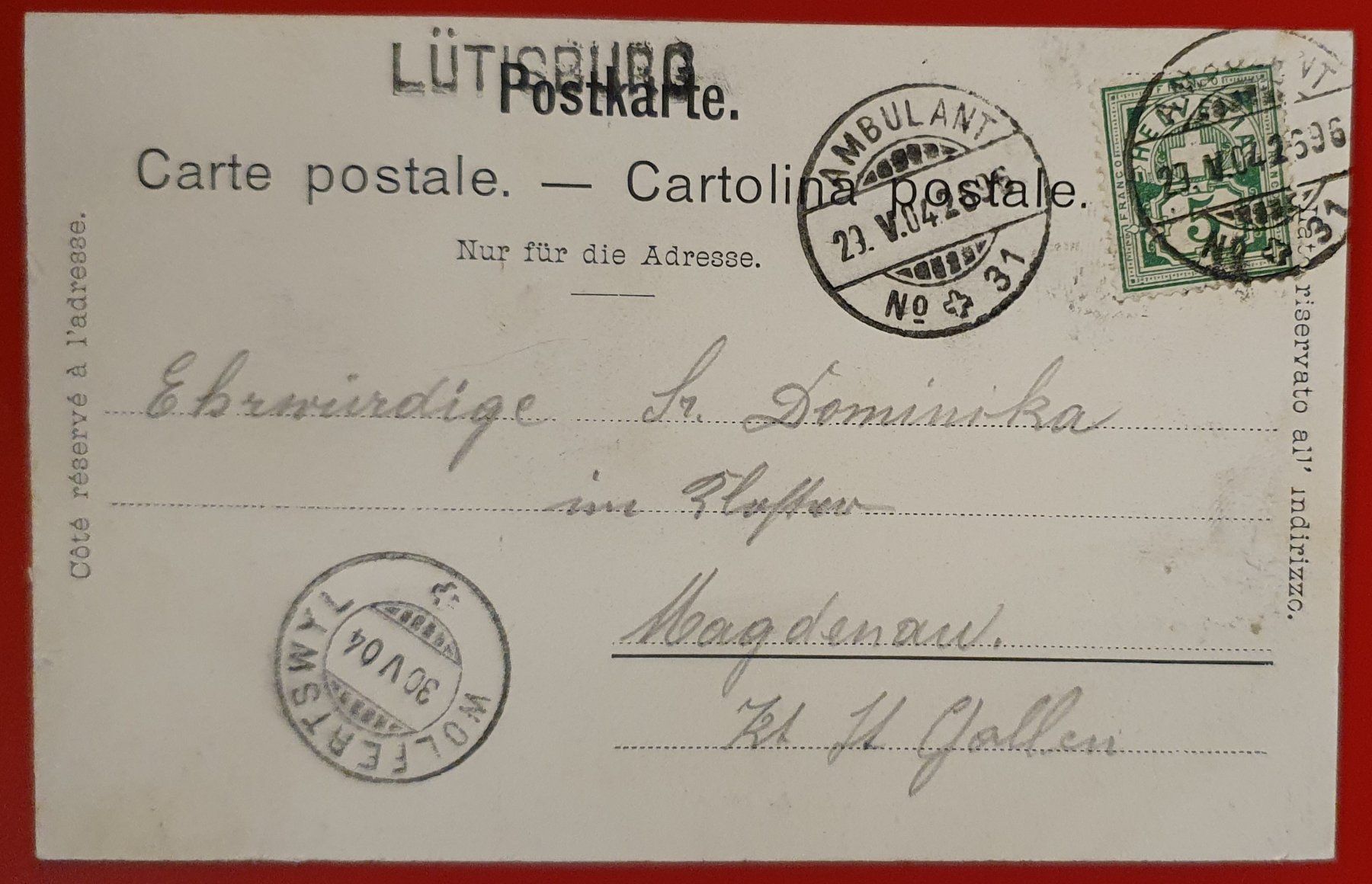 Ansichtskarten: Gruss aus Lütisburg 1904 – Gebraucht aus Kreuzlingen von Rschweiz1 1