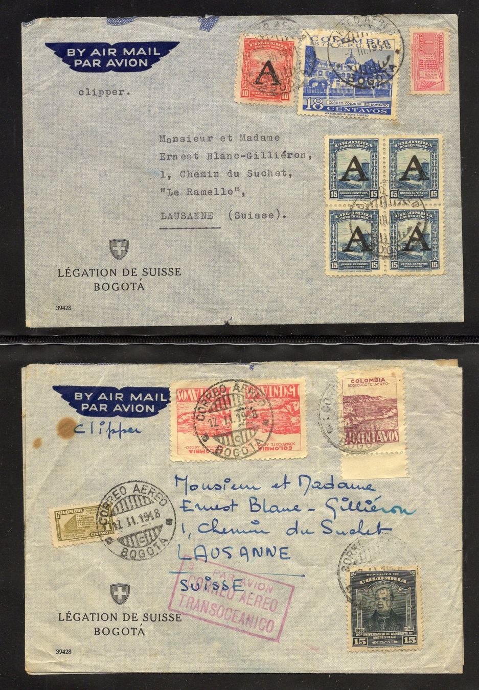 Tous les timbres: R6553  /  4 lettres 1947-1950 COLOMBIE – D'occasion à Ste-Croix par MONT-TAGNAC 1