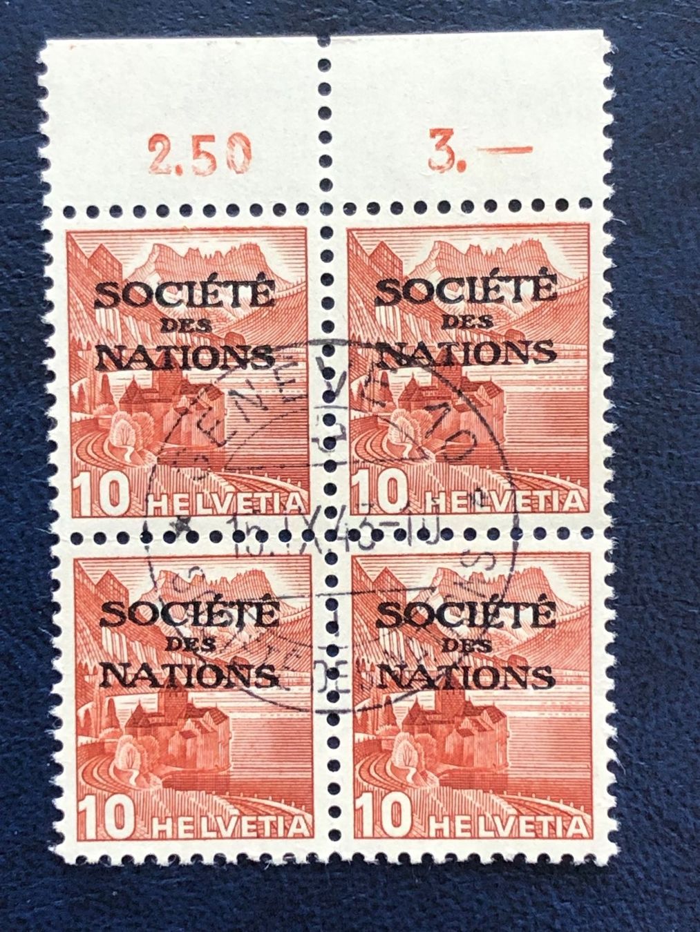 Tous les timbres: Société des Nations,  Schloss Chillon, 4er-Block – D'occasion à Biel/Bienne par TomBaBi