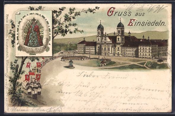 Cartes postales: Litho Einsiedeln, Wallfahrtskirche mit W – D'occasion à Berlin par bartko-reher