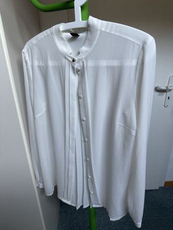 Damen Bluse weiss mit Falten Langarm guter Zustand