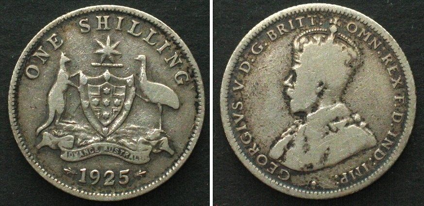 Tutti le monete: AUSTRALIA Shilling 1925, George V, silver – Usato da Riehen venduto da sesambestcoins2004