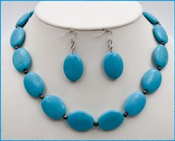 Türkis blaue Howlith Kette ca. 46cm & Ohrhänger