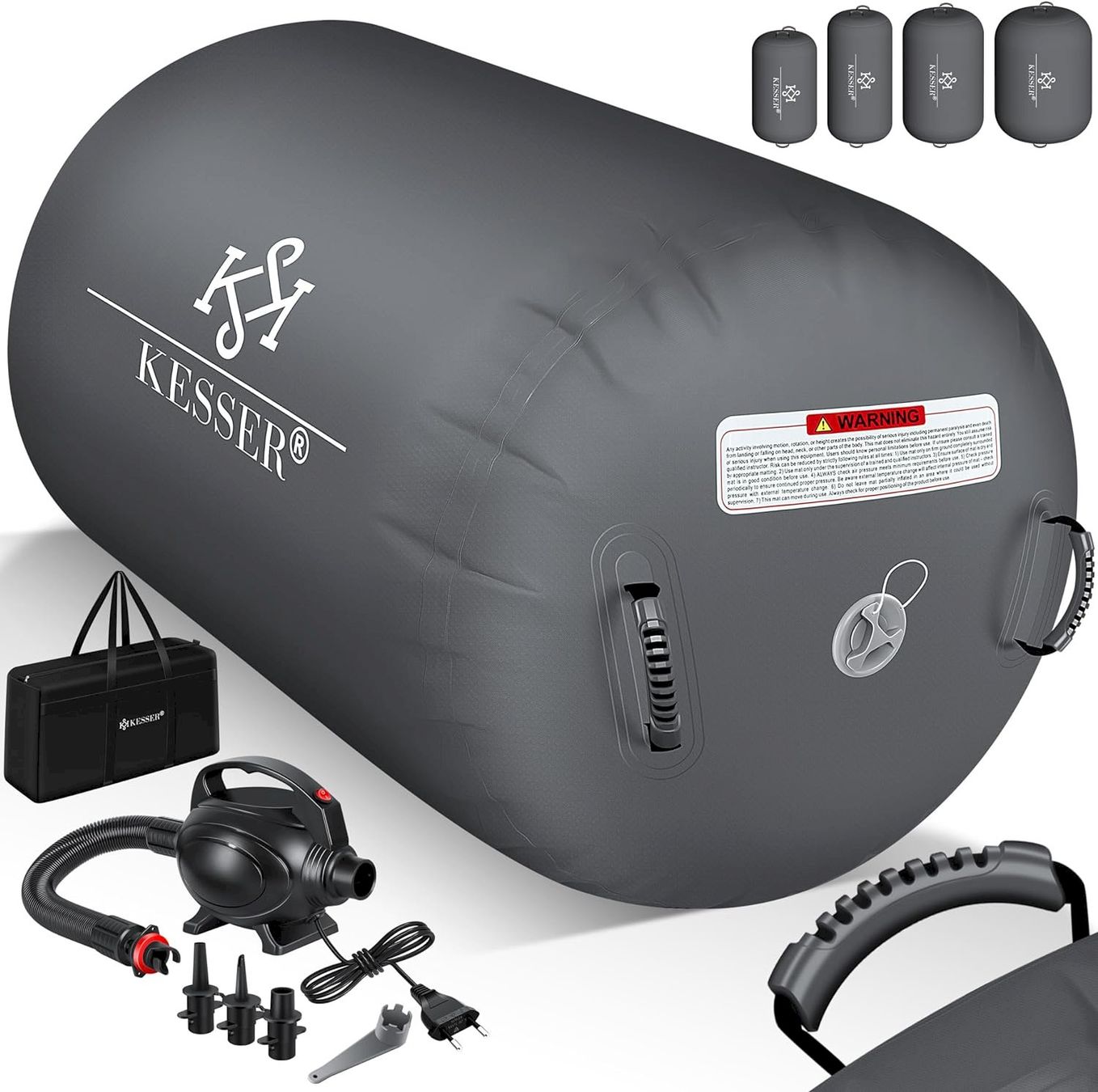 Accessori: Aufblasbare Gym-Rolle 120x90cm grau – Nuovo e nell'imballaggio originale da Bottighofen venduto da zaap
