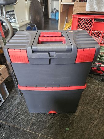 Werkzeugkoffer mobil mit Rollen 61x46x28 cm Kunststoff grau