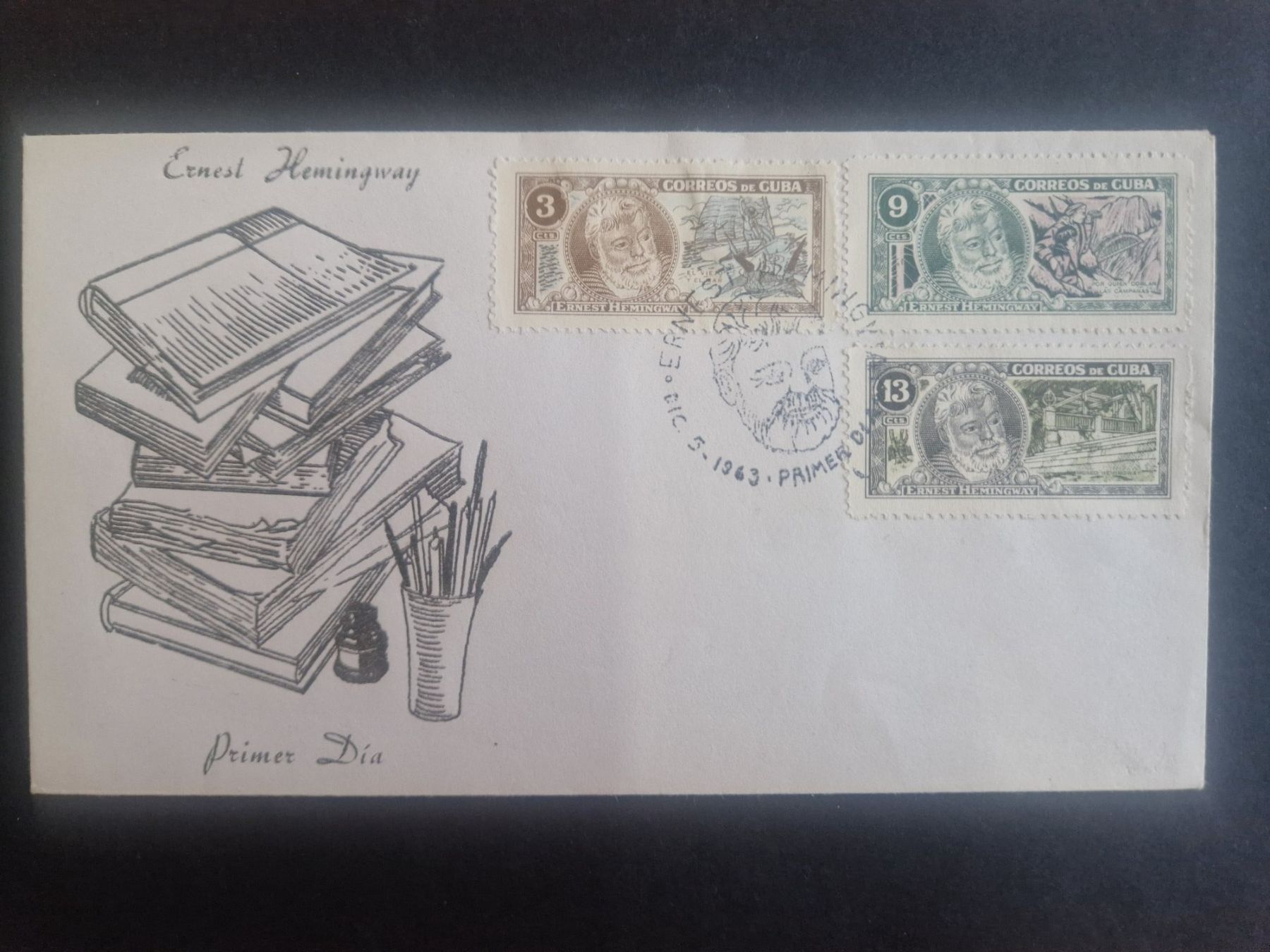 Tutti i francobolli: Cuba   1963  FDC   Hemingway – Usato da Bouveret venduto da hckoala
